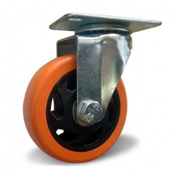 Колесо поворотное оранжевая резина 100 мм