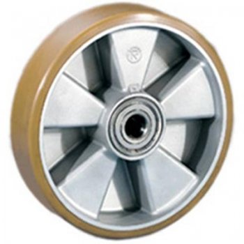 Колесо рулевое алюминиевое с полиуретаном для гидравлических тележек 180*50